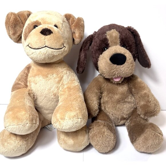 Build a Bear Puppy Dog Plush Stuffed Animal Sitting Up Brown Caramel Tan Lot-2 - Picture 1 of 13